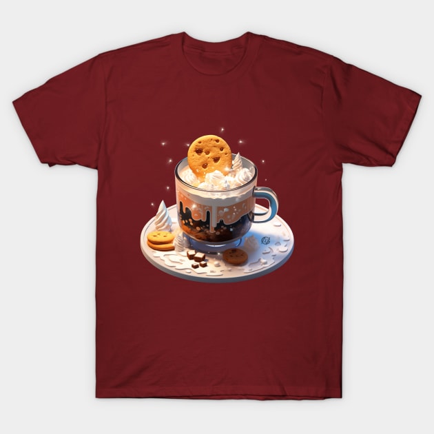 Hot Chocolate with Cookie and lots of whipped cream T-Shirt by Violet77 Studio